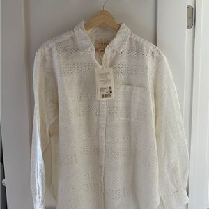 Sezane White Lace Blouse